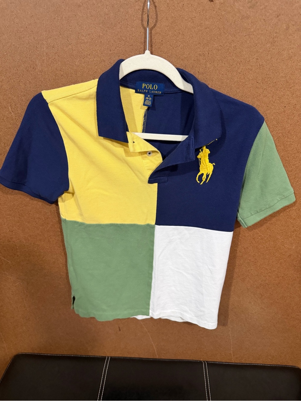 Polo Ralph Lauren Boys Colorblock Polo Shirt Navy/Yellow/Green/White 10/12M
